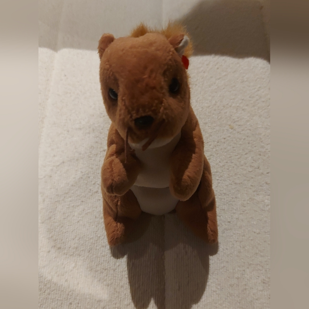 Ty Tan and White Plush Squirrel Toy